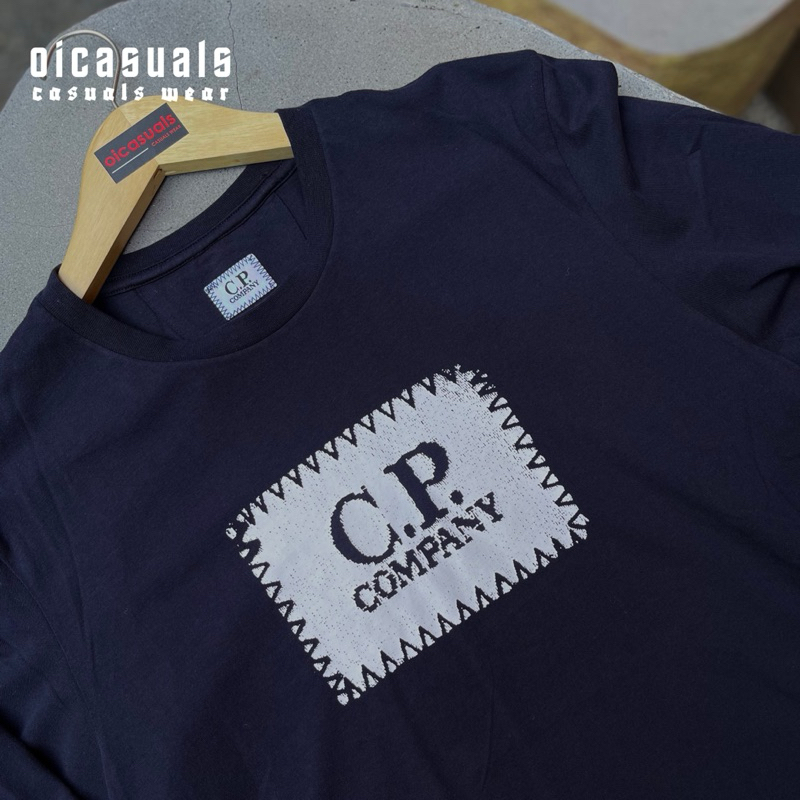 CP COMPANY LOGO LONG SLEEVE TSHIRT NAVY