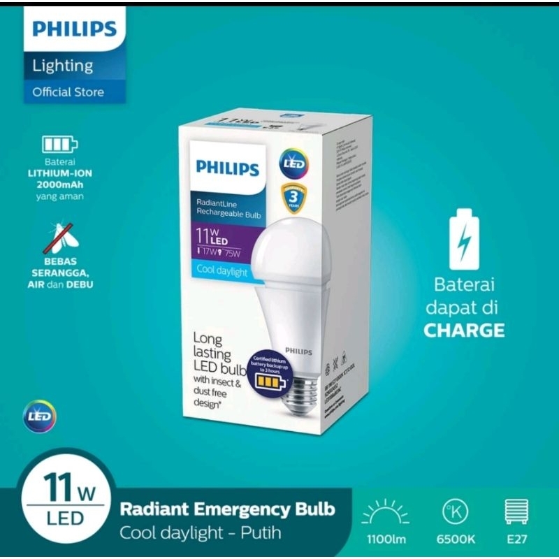 Philips RadiantLine Rechargeable emergency lamp LEDBulb 11W 6500K