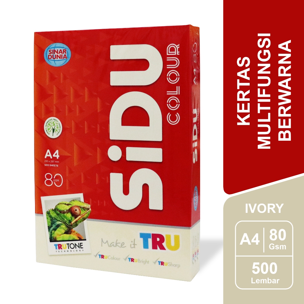 

SiDU Kertas Fotocopy Warna Ivory 80 GSM A4 1 RIM - SDU CLR 80 A4 100G