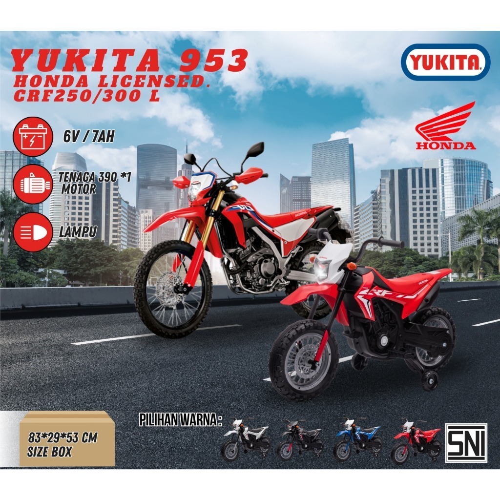 Mainan Anak Motor Aki Yukita 953 Trail Licensed Honda CRF 250/300L - Merah