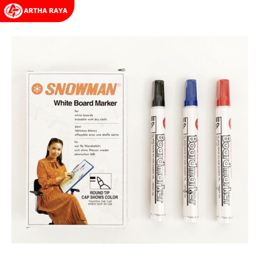 Spidol Snowman BG12 Whiteboard / 1 Kotak - Hitam