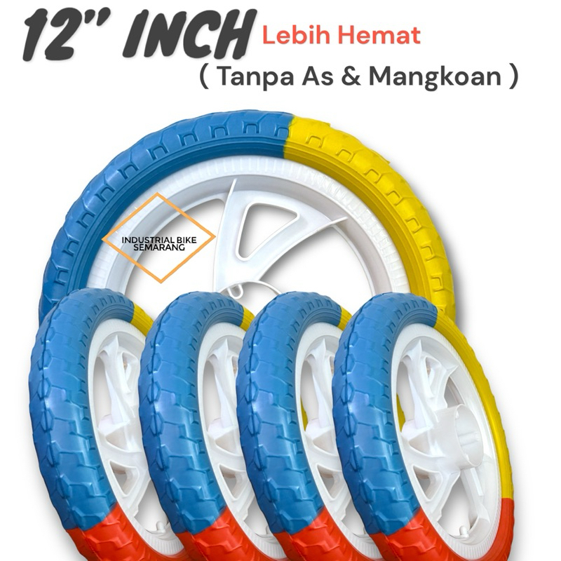 NEW (( TANPA AS & MANGKOAN )) RODA BUSA BAN VELG SEPEDA ANAK 12 INCH BAN MATI SEPEDA 12inc BMX