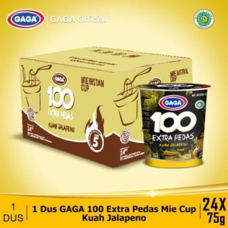

mie GAGA CUP 100 extra kuah pedas jalapeno 75g/1 box/halal