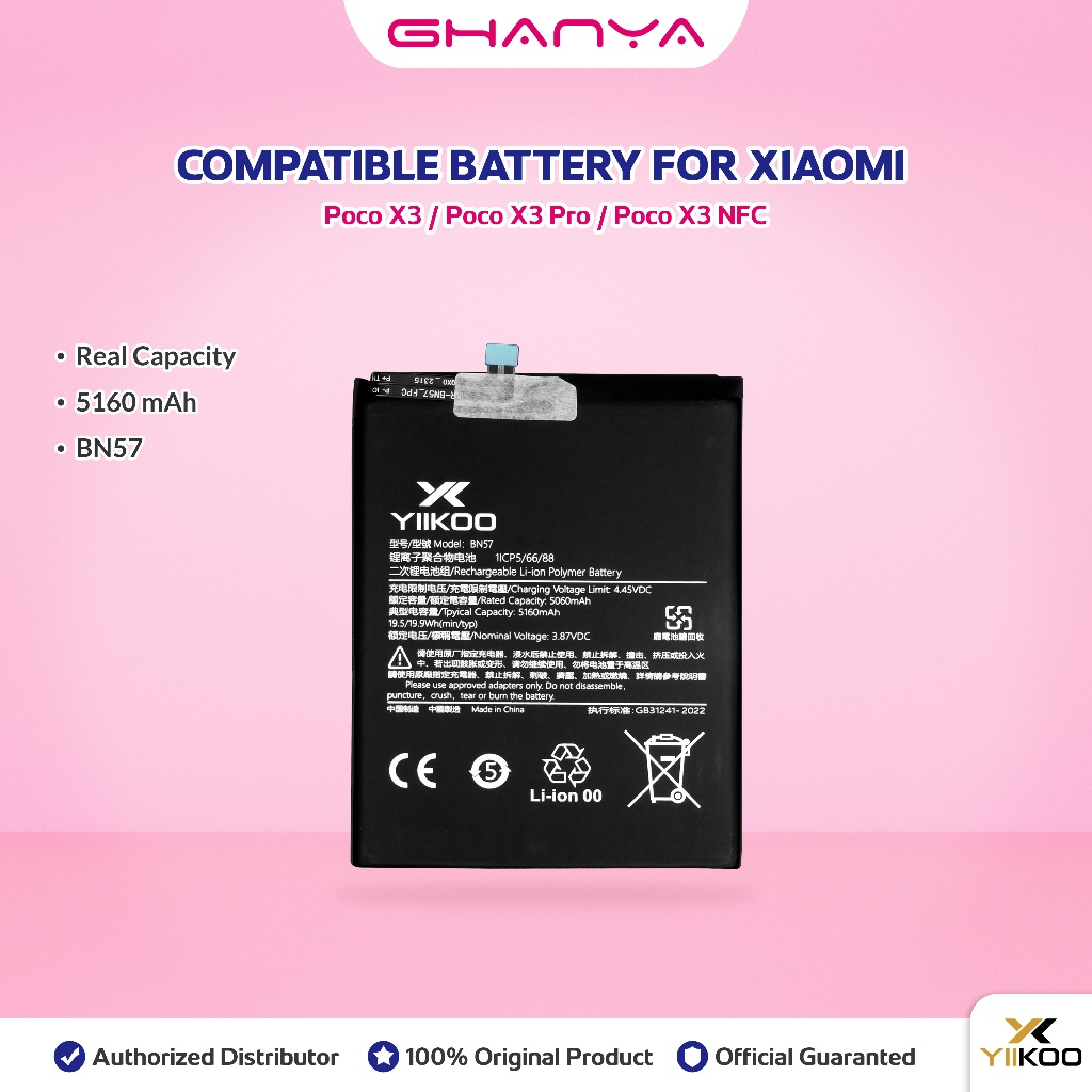 YIIKOO Baterai XiaoMi Poco X3 Pro X3 NFC BN57 Batre Batrai Battery BN 57 Double Power Ori Phone Orig