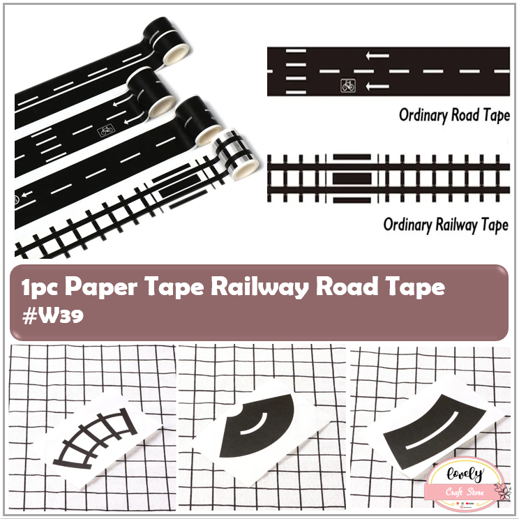 

LovelyCraftSote | W39 ~ 1pc Washi Tape Railway Road Paper Tape Ordinary Railway Road Tape Masking Tape Selotip kertas isolasi stiker Journal scrapbook diy