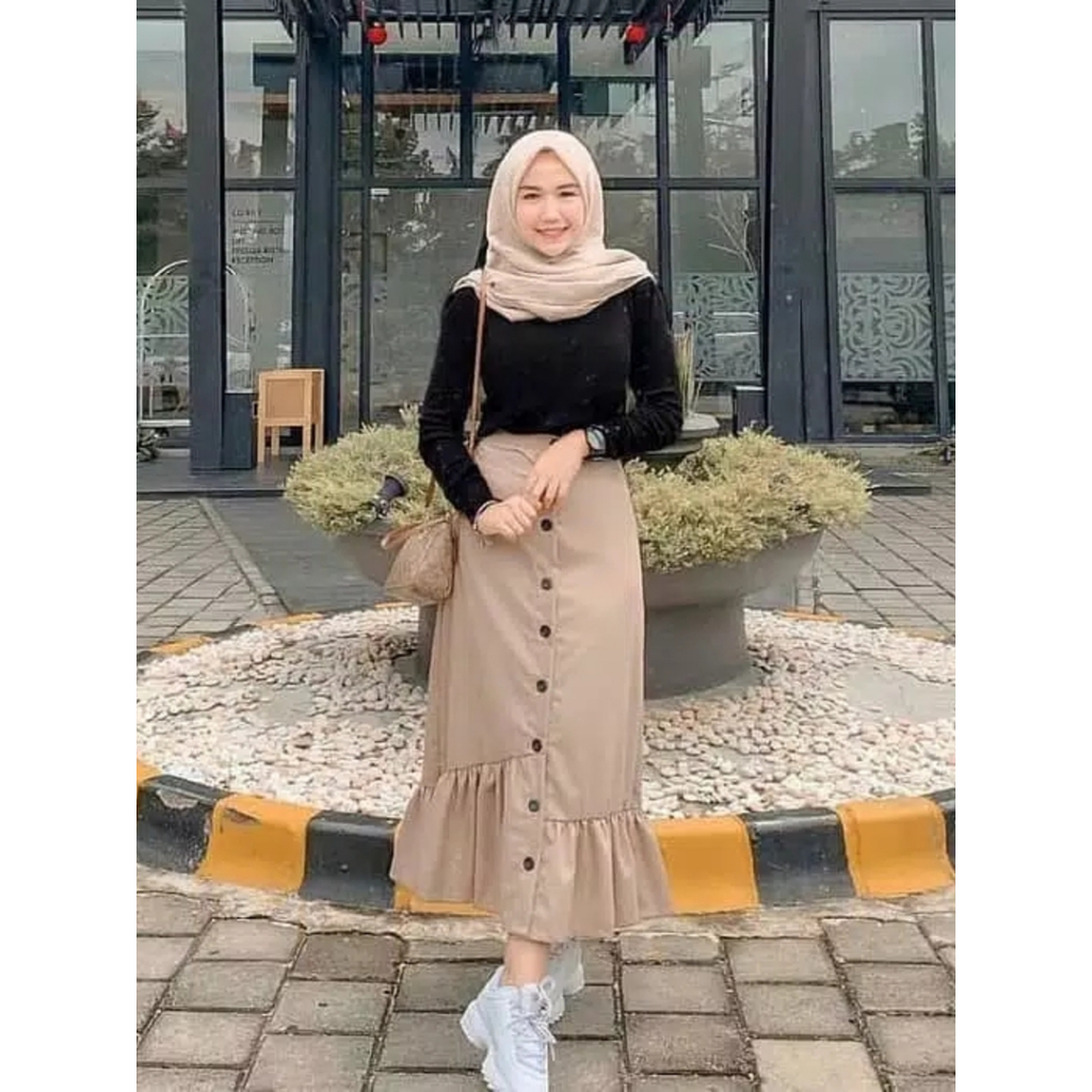 Rok wanita kekinian/Rok rempel panjang/Rok sasa skirt Murah