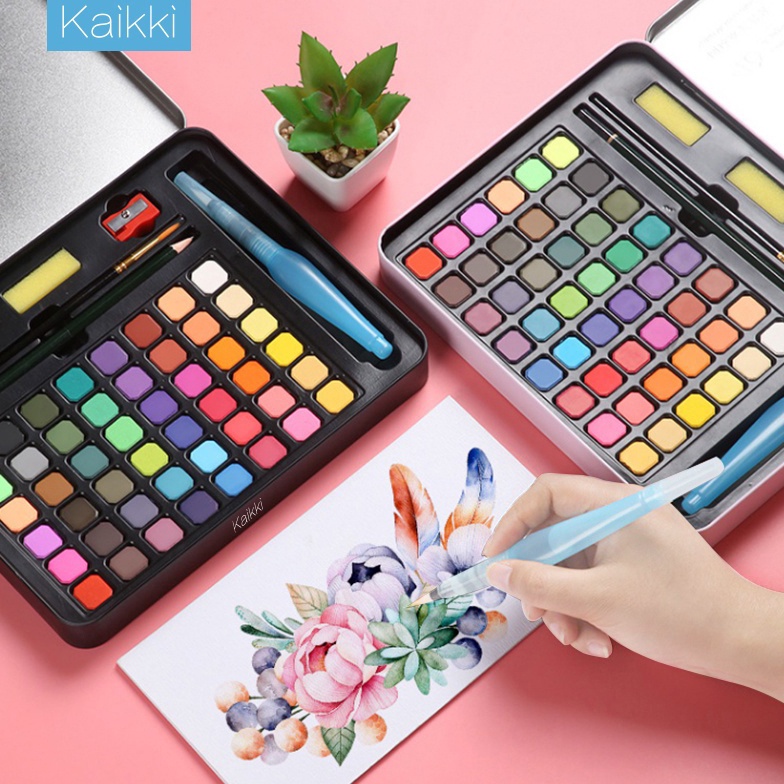 

KODE T66T Kaikki cat air watercolor set 48 warna water color alat cat air lukis set termasuk kuas dan kertas gambar