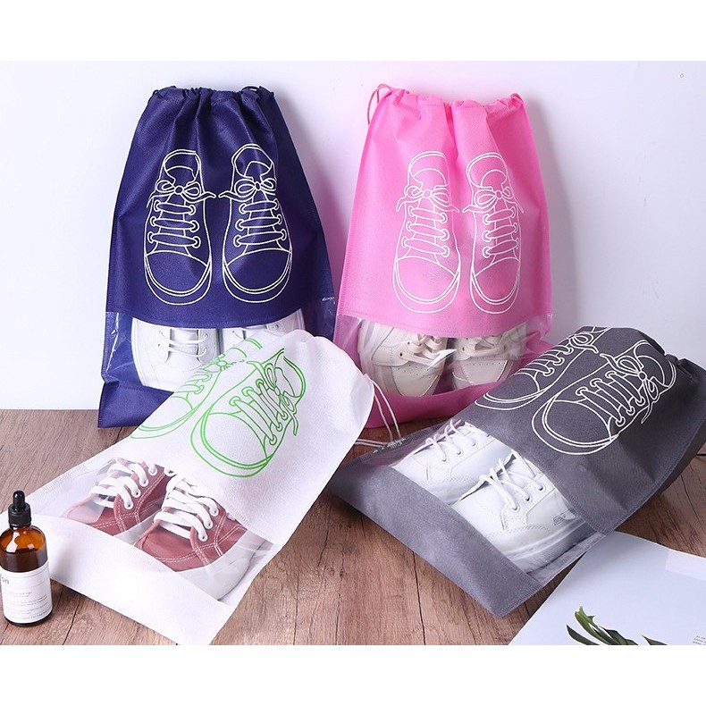 Korean Shoes Bag Serut Tas Penyimpanan Pelindung Sandal Sepatu Travel