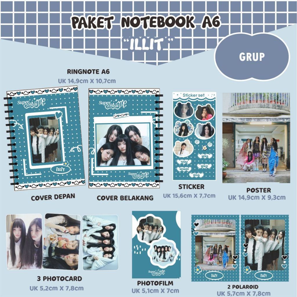 

(PACKING BOX) PAKET HEMAT NOTEBOOK A6 ILLIT - SUPER REAL ME