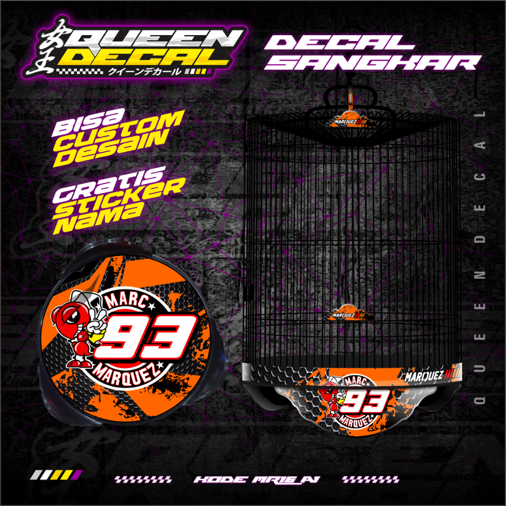 Sticker Tebok Murai OREN - Stiker Decal Aksesoris Kandang Murai - MR
