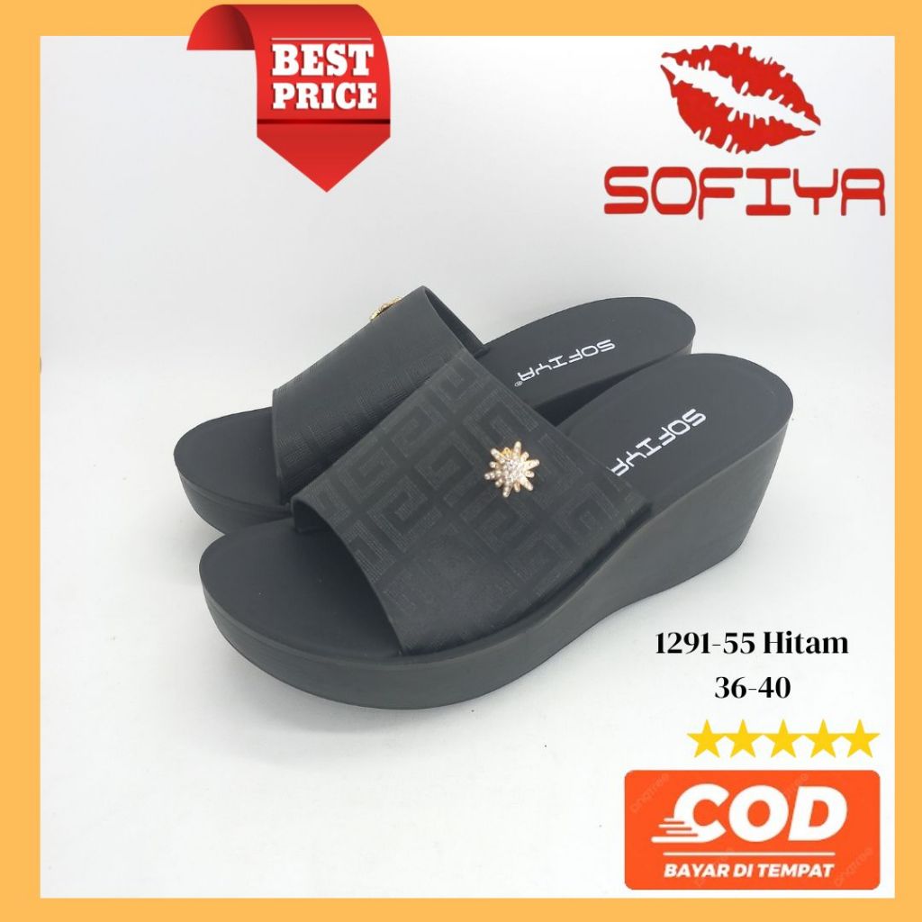 SOFIYA-SANDAL WANITA WEDGES MODEL SLOP KARET TERBARU KEKINIAN  CANTIK DAN ELEGANT ORIGINAL 100%