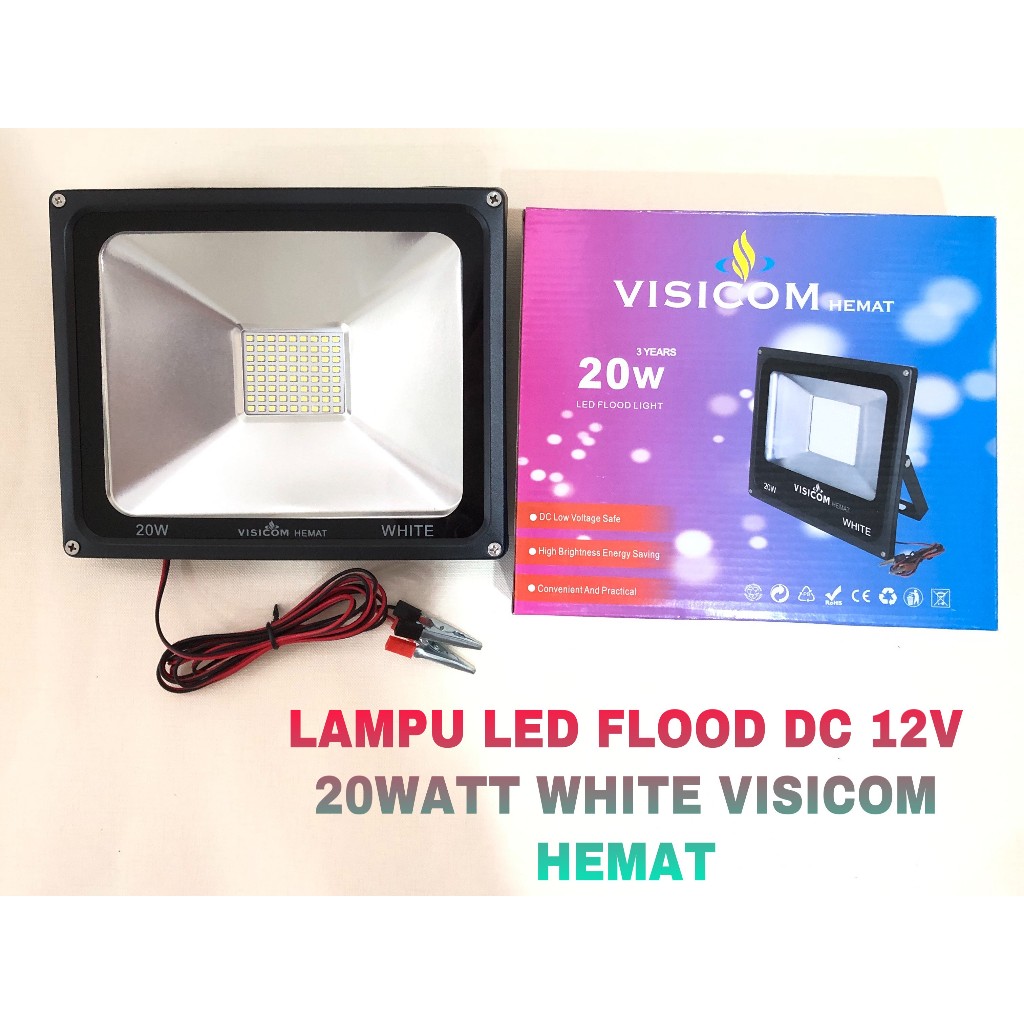 Lampu Tembak / Lampu Sorot / Lampu LED Flood DC 12V 20 Watt White Hemat ( New ) Visicom