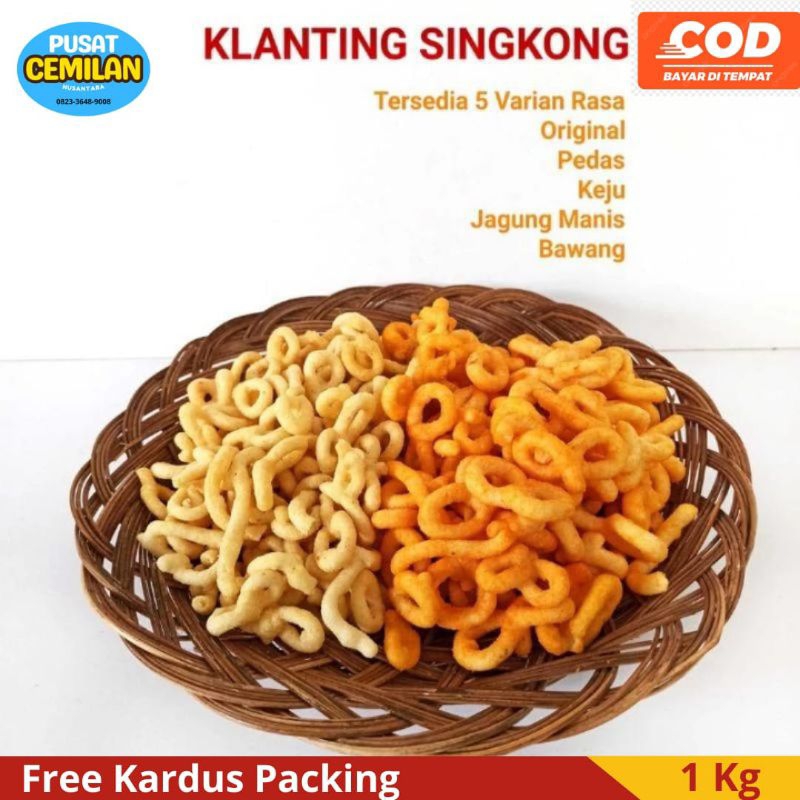 

Snack kiloan enak murah camilan cemilan Lanting, slondok, alen-alen ori, keju, pedas manis, barbeque, jagung bakar, bawang, MP 1000 gram