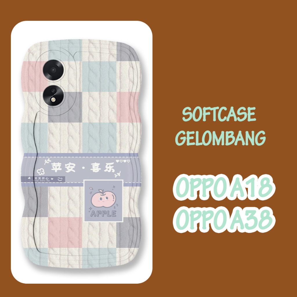Softacase Gelombang Untuk OPPO A18 OPPO A38 New Motif Kartun Softcase Protac camera Silikon Hardcase