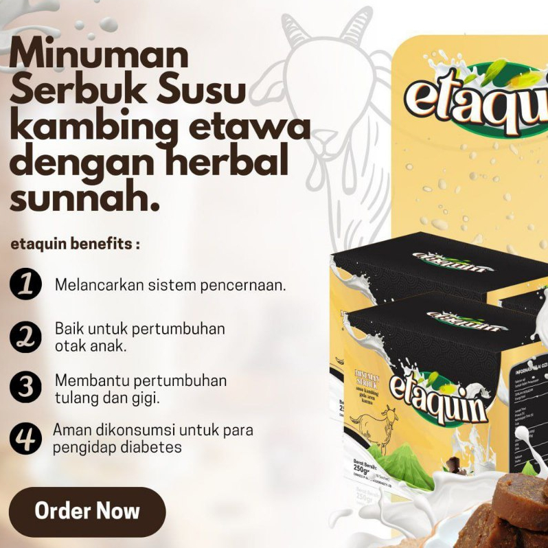 

ETAQUIN - Susu Kambing Etawa Bubuk Berkualitas dengan Harga Murah Baik untuk Kesehatan Sachet 250gr