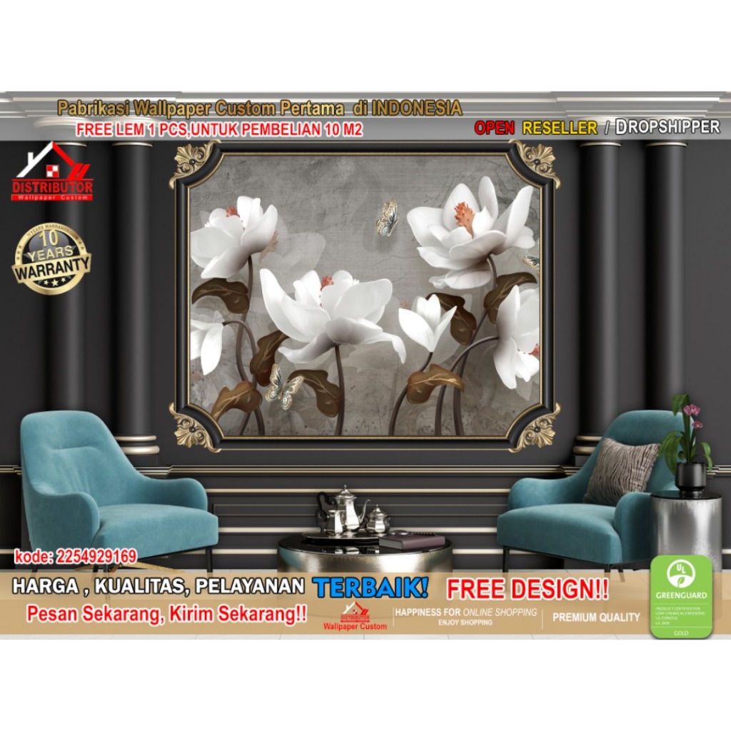 Wallpaper Dinding Custom 3D Moulding | Living Room | Ruang Tamu | Wallsticker