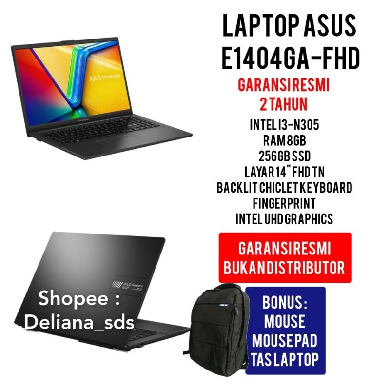 Laptop Asus E1404GA-FHD Intel Core i3-N305 8/256 14" FHD TN Laptop Asus E1404GA FHD I3 N305 Laptop Asus i3 N305 Laptop Asus Murah Laptop i3 Murah Laptop i3 Murah