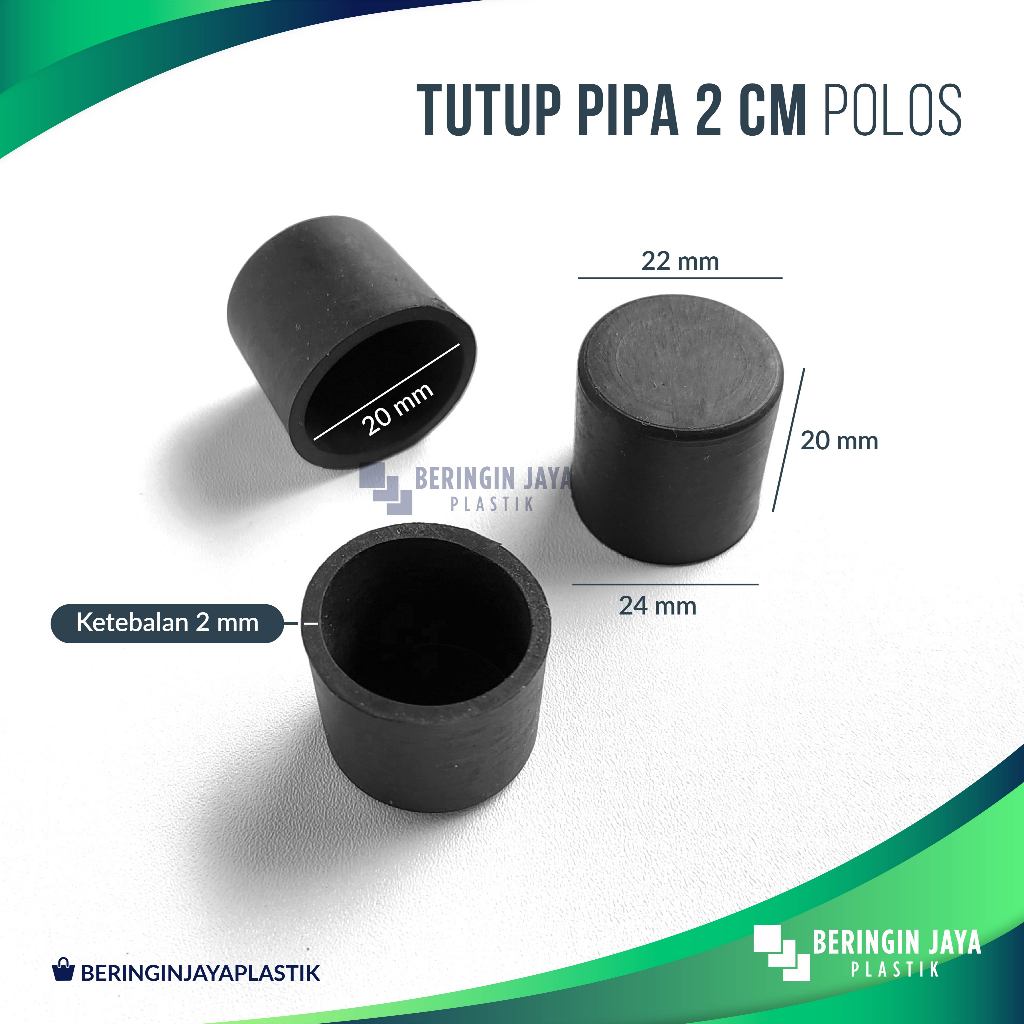 Kaki Karet Tutup Pipa 2 cm Polos Bulat Hitam Alas Kursi dan Meja / Besi / Aluminium (Karet PVC Lentu