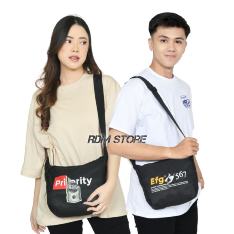 Tas selempang pria murah Sling bag cowok distro anti air waterproof Original Sling Bag Wanita Bahan 
