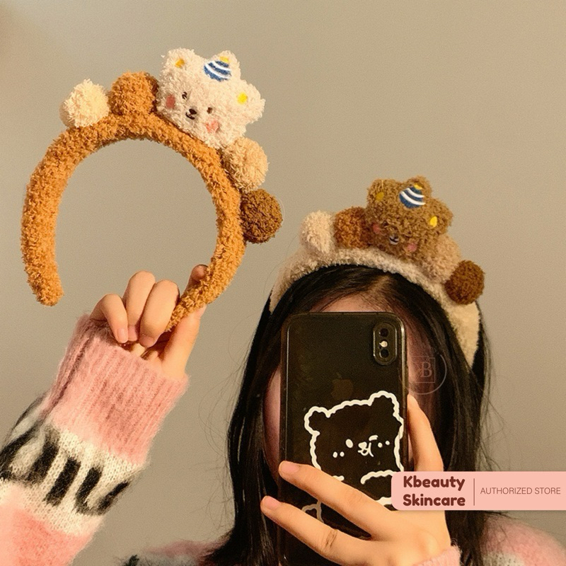 DANGO BEAR PLUSH KOREAN HEAD BAND BANDO KOREA LUCU POMPOM CANDY BEAR BANDANA BONEKA ANAK