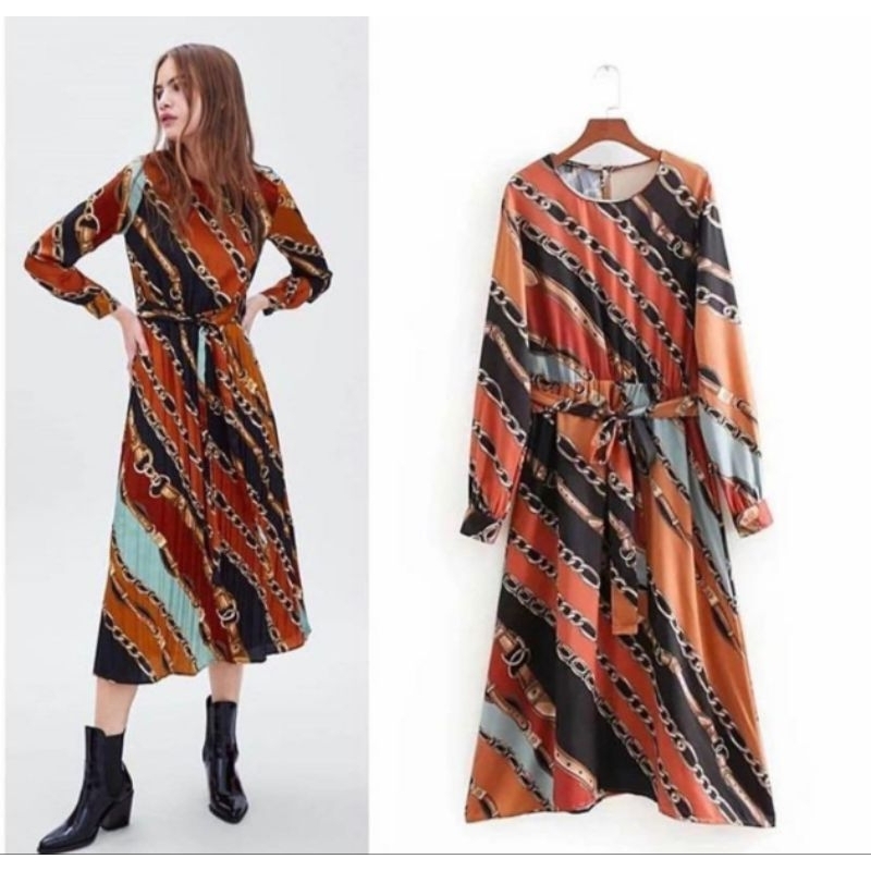 ZARA ORIGINAL LONG DRESS PRINTED MEWAH ELEGAN PREMIUM