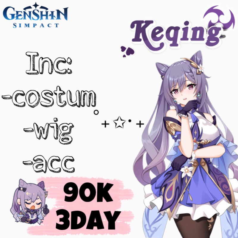 rental costum genshin impact (keqing,yaemiko,klee)