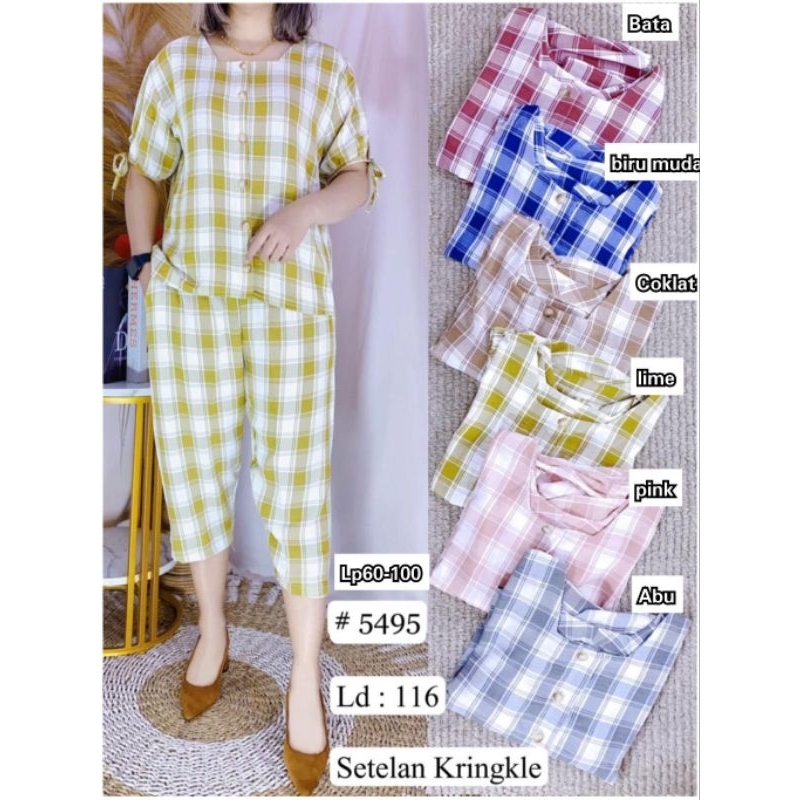PW 5495 SETELAN KOTAK KANCING BAHAN CRINKLE IMPORT