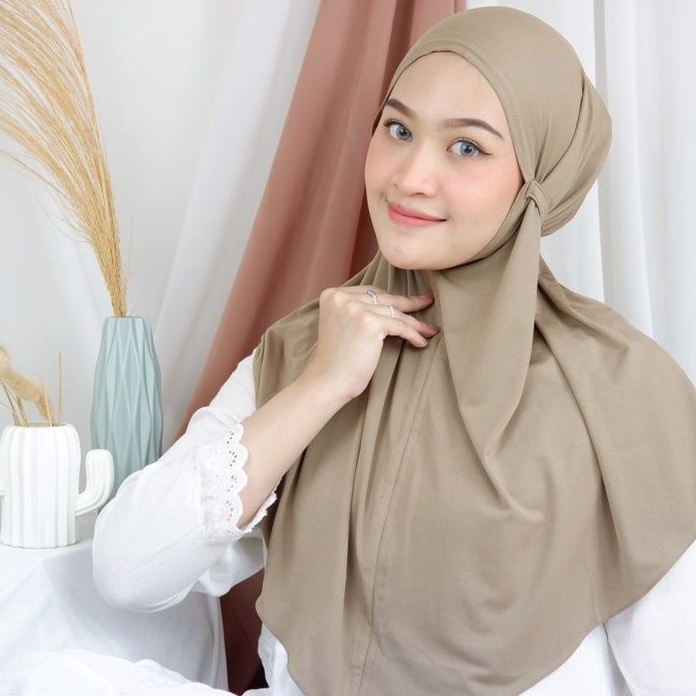 PROMO SALE HIJAB BERGO TALI JERSEY SIZE M  HIJAB INSTAN JERSEY TALI BELAKANG NON PET  HIJAB TALI JER