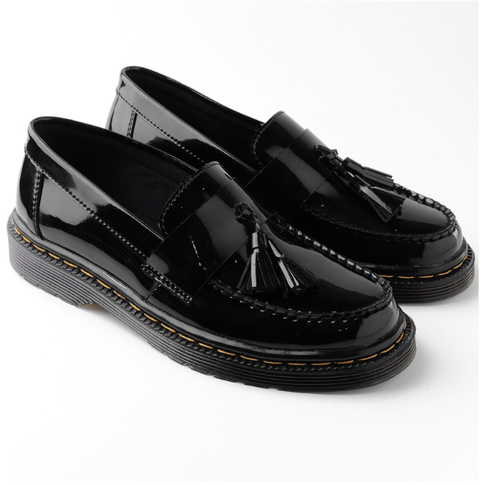 DYREN - Sepatu Formal Pria Slip On Casual Docmart Penny Kulit Asli Hitam 39-43