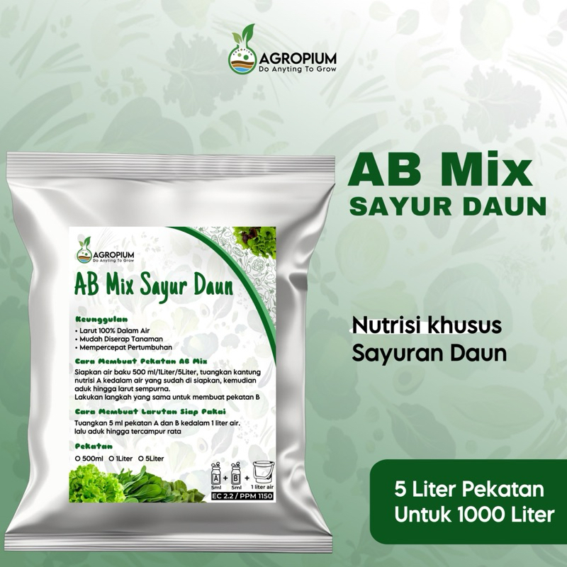Ab mix sayur daun 5 liter pekatan padat untuk 1000 liter air - AB Mix Sayur
