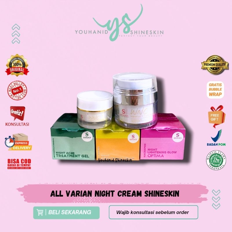 Original Night whitening glow night cream, L1 L2 L3 night acne white, all night cream, krim malam