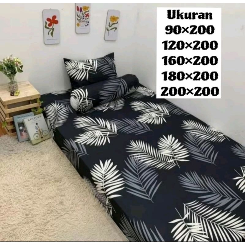 SPREI MOTIF BLACK PALM / SPREI MOTIF KEMBANG / SPREI MOTIF DAUN PALM / SPREI DAUN PALM / SPREI AESTH