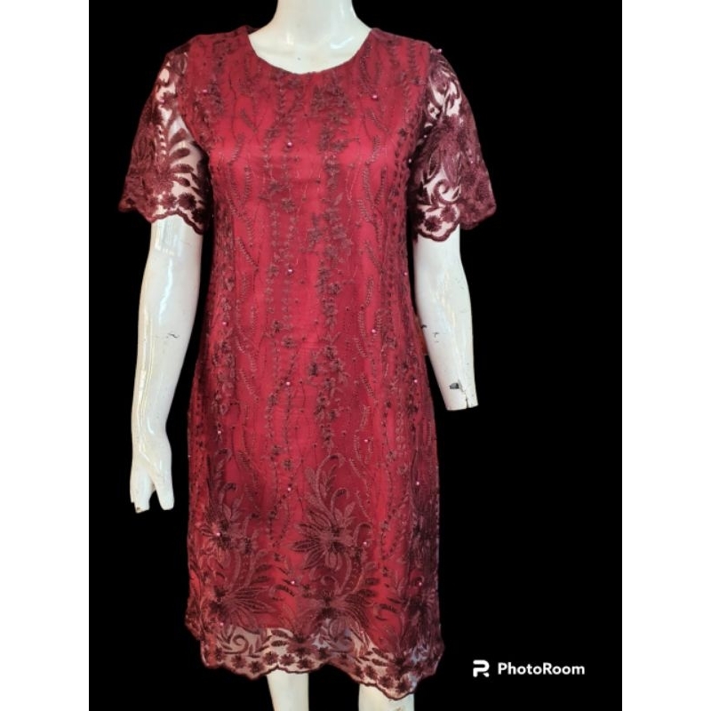 MIDI PARTY DRESS BROKAT TILE IMPORT FLOWER LARGE - SUPER JUMBO / DRESS PESTA WANITA BRUKAT TILE