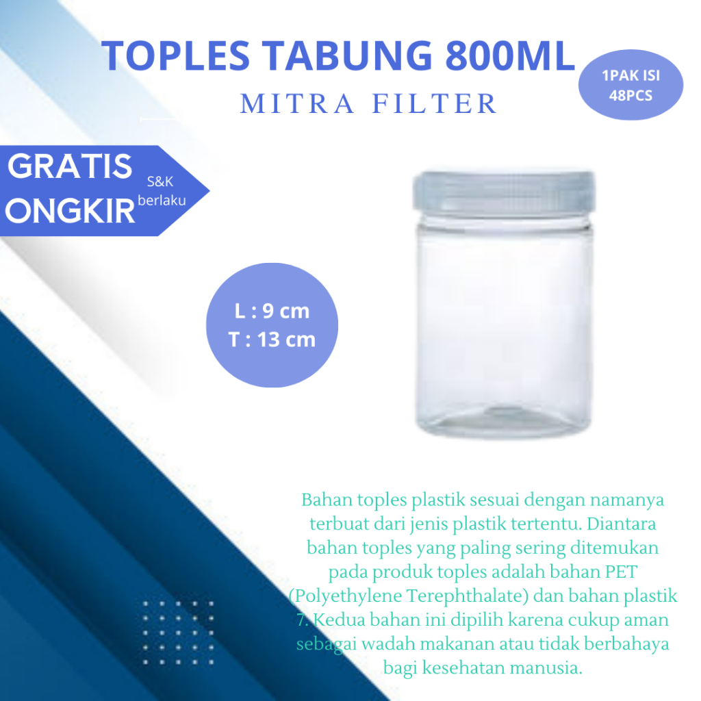 toples plastik bening 800ml / toples tabung / toples lebaran / toples kue kering