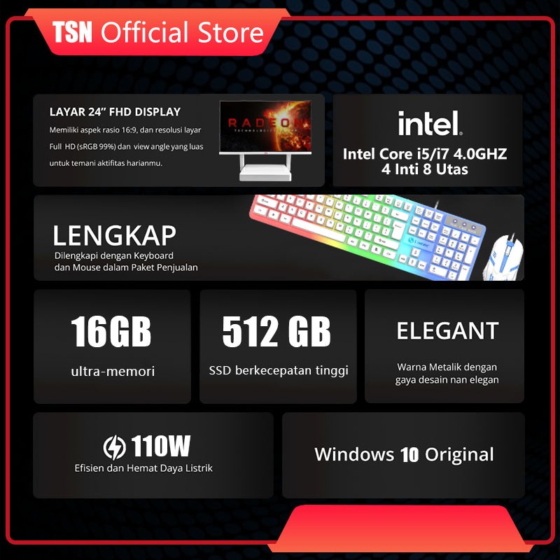 [layar sentuh]Komputer All in one PC gaming Core Intel i5/i7 16G SSD 512GB Desktop Layar sentuh lipat Monitor PC 27/24Inch AIO Computer WiFi/Bluetooth Windows10/11 Gratis Keyboard dan Mouse Dapat dipilih,Garansi 1 Tahun-3