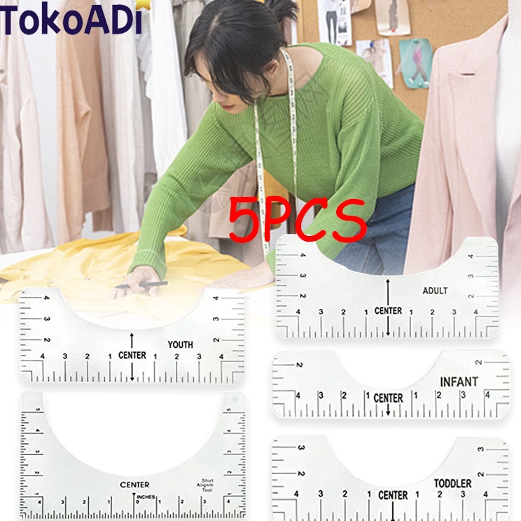 

Big Promote 5PCS TShirt Ruler Transparent Penggaris Ziegel Penggaris Kaos Untuk Sablon V Neck TShirt Alignment Tool