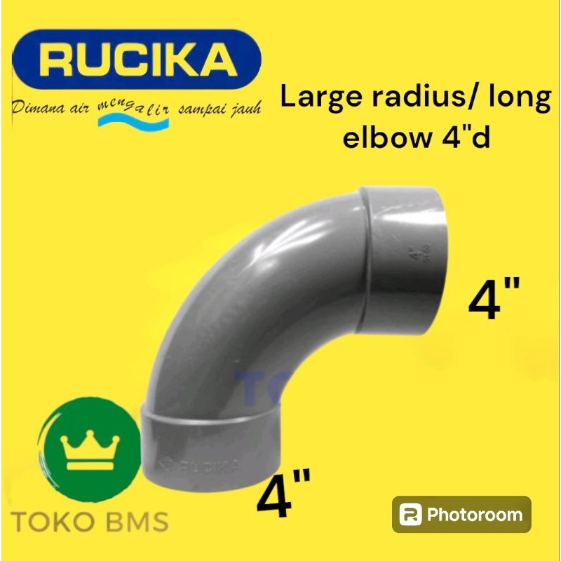 Large Radius Elbow 4" inch PVC Rucika D long elbow