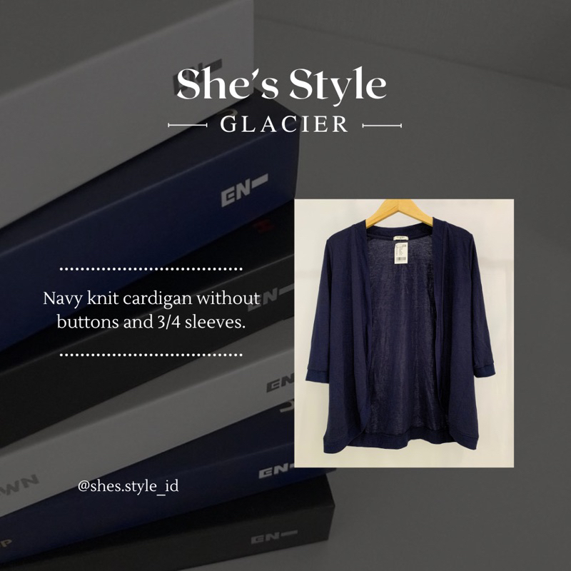 GLACIER Navy | 3/4 sleeve Cardigan