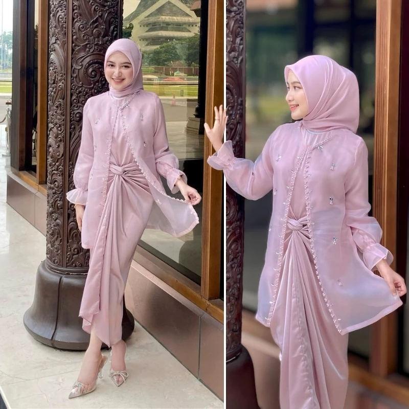 Oneset Wanita Jemma Outfit Set kondangan Organza Premium