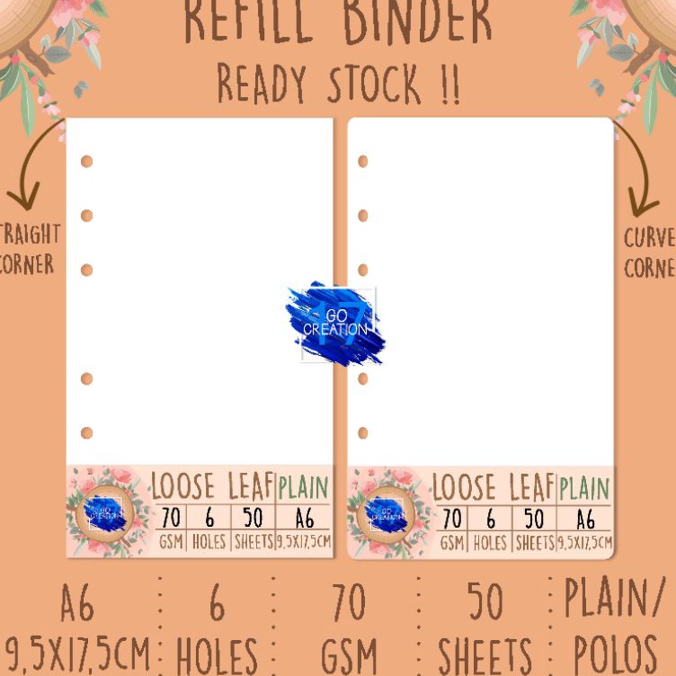 

Free Garansi Kertas Isi BinderInsert BinderRefill Binder Polos Plain A6 6 Ring