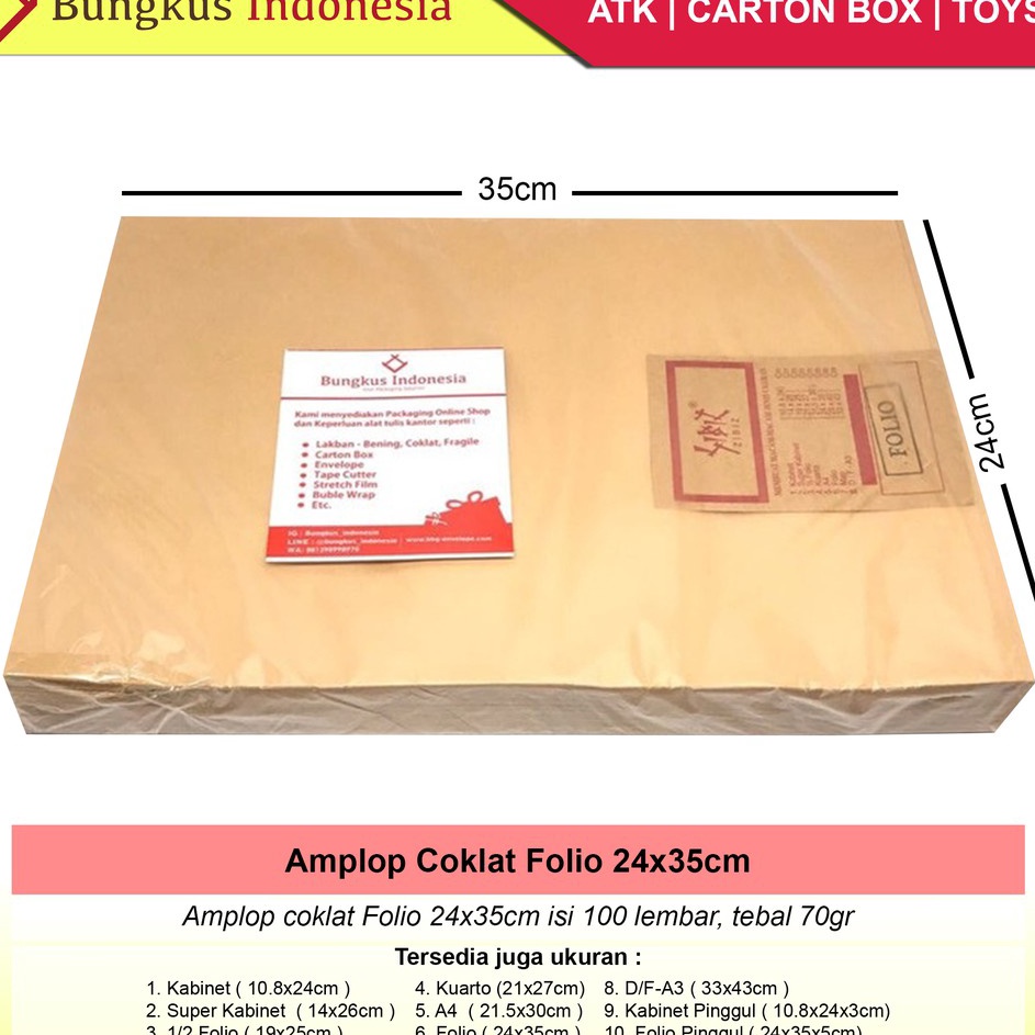 

Promo Terbaik Amplop Coklat Folio 24x35cm