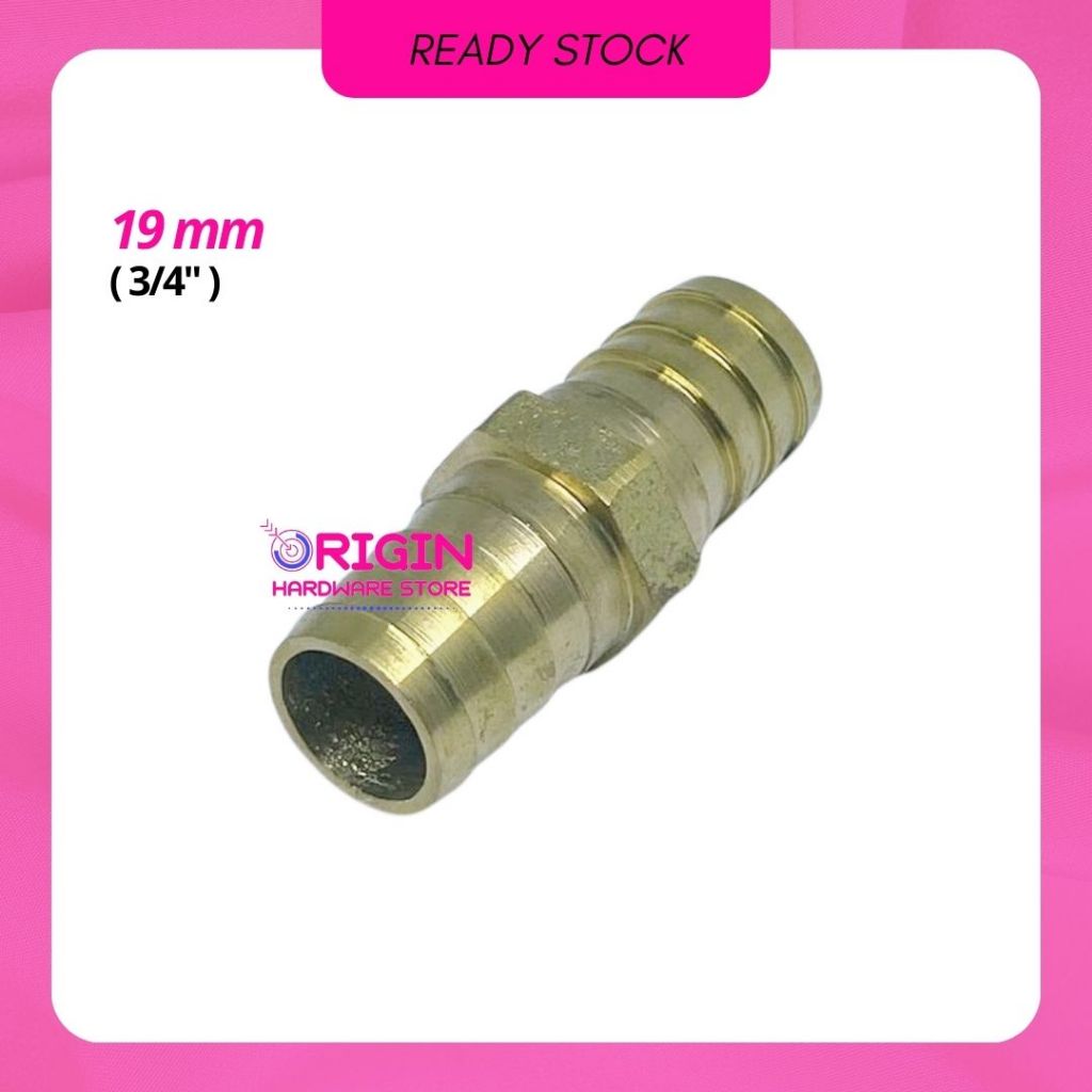 19 mm Cabang LURUS - Nepel 3/4 Kuningan Sambungan Air/Kompresor