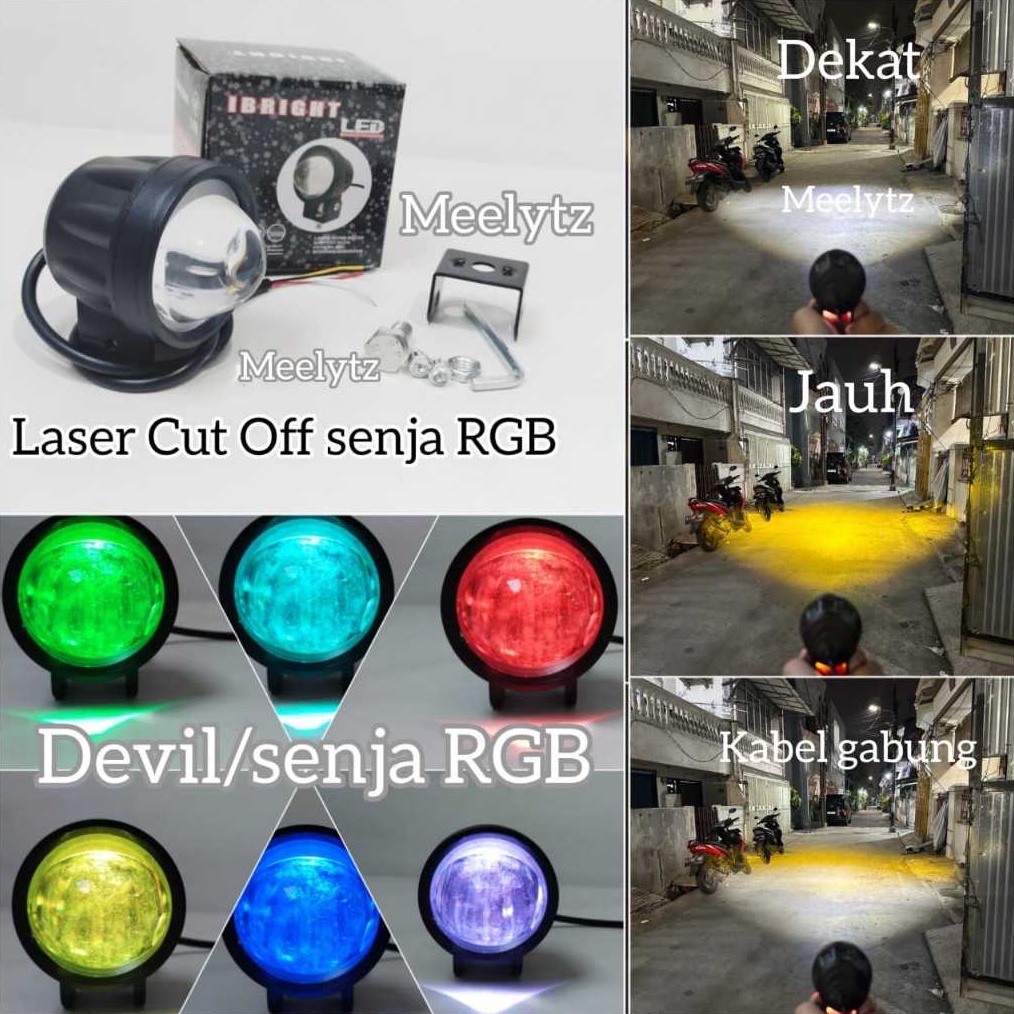 IBRIGHT  Lampu Tembak LED Laser Cut Off plus devil RGB jauh dekat putih kuning d2 d3 waterproof ART 