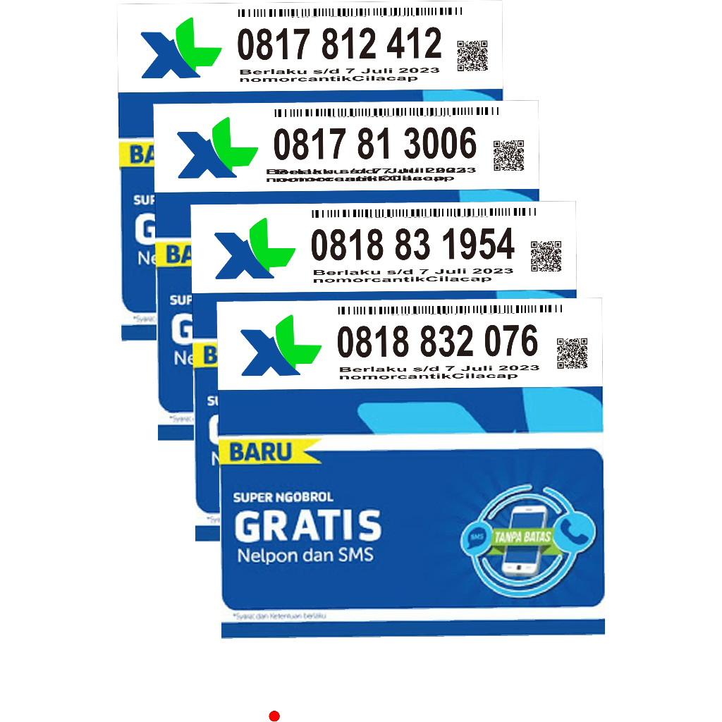 Nomor Cantik XL Prabayar 10 Digit Nomer Rapi Perdana XLaxiata Sepuluh Angka 412 006 1954 076