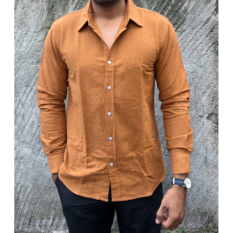 Kemeja Linen Pria Lengan Panjang