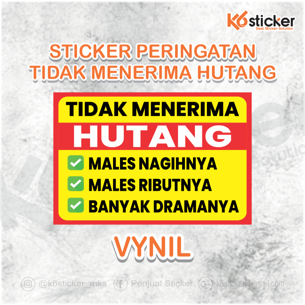 

STICKER TIDAK MENERIMA HUTANG KEREN STICKER DILARANG HUTANG