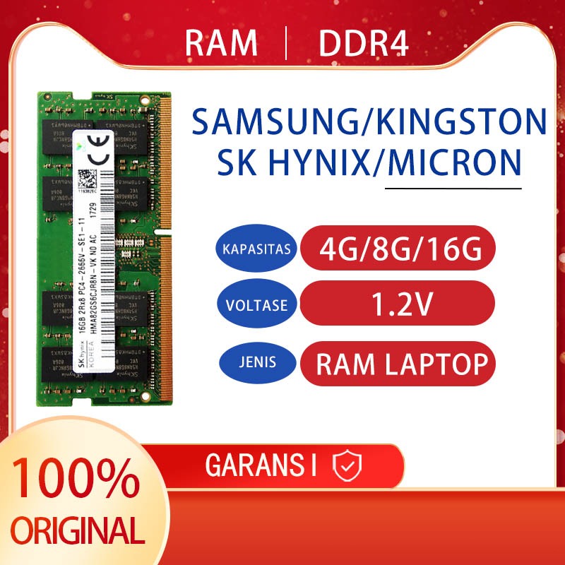 RAM NB SAMSUNG KINGSTON MICRON DDR4 4GB 8GB 16GB Laptop / NB SODIMM PC4 Original