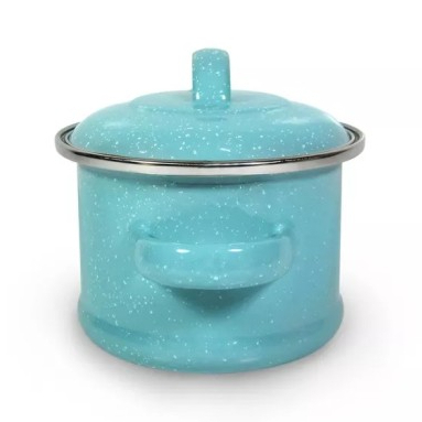 Chefina Panci Enamel Lovey turquoise White Speckles diameter 12 cm