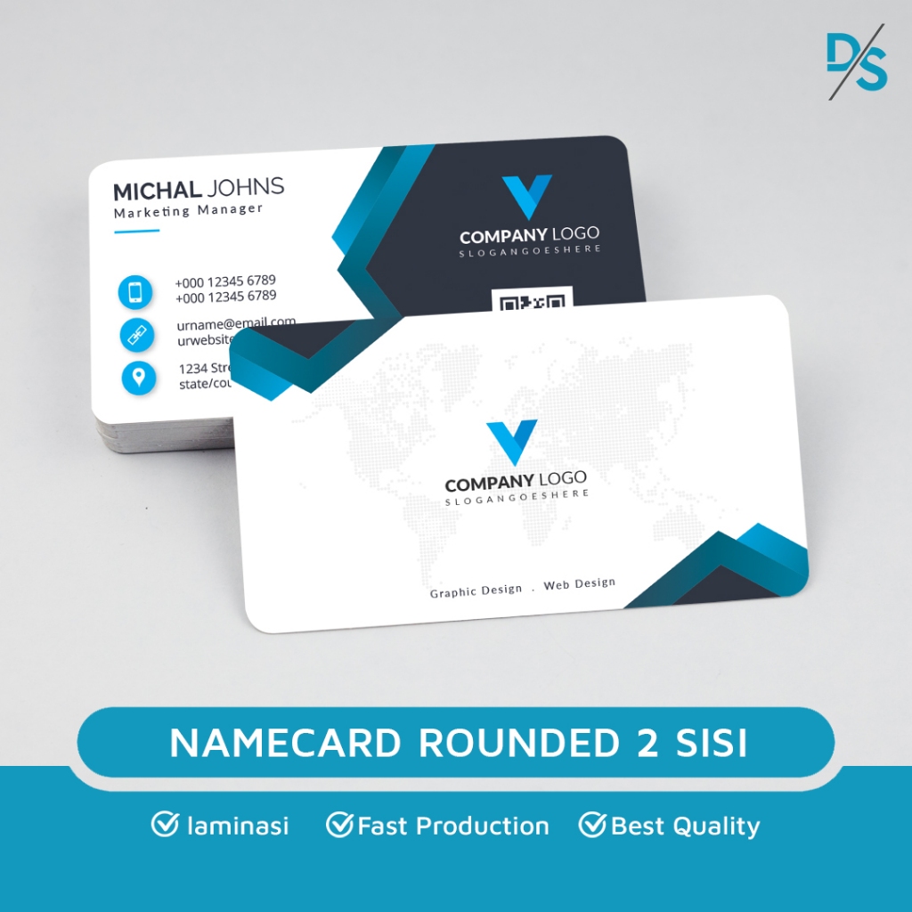 DSPRINTING - Kartu nama 2 sisi rounded / cetak namecard / Potong Kotak / Art Carton 260 / Splendorge