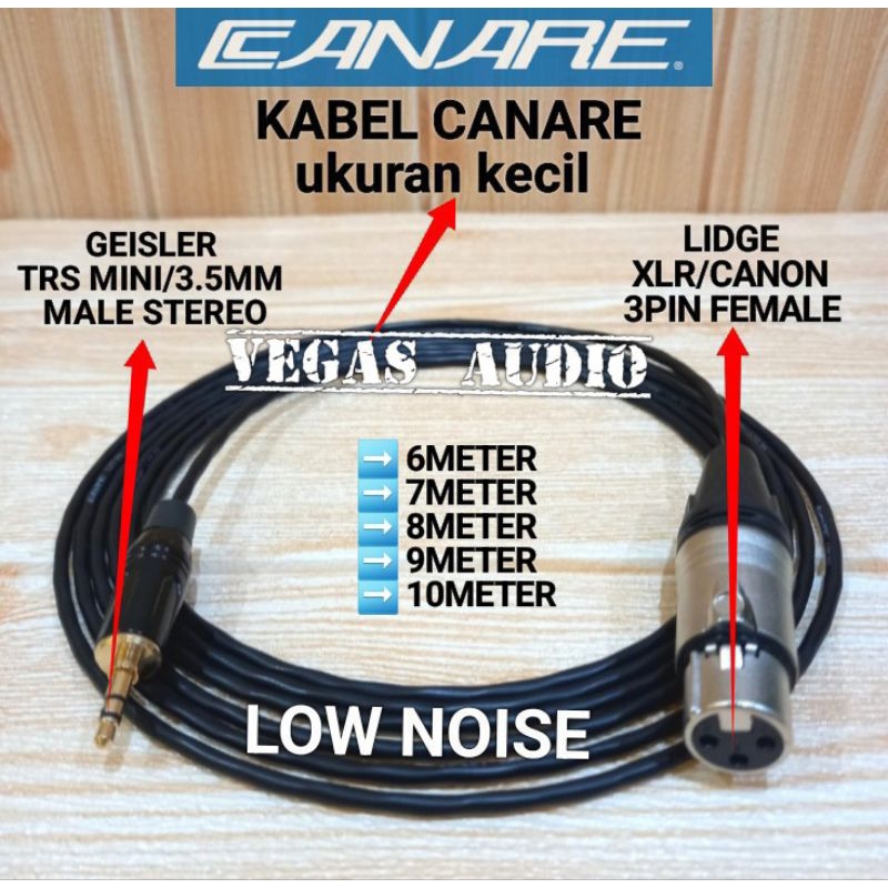 KABEL CANARE KECIL JACK 3.5MM MALE TO JACK XLR FEMALE 6M-10M